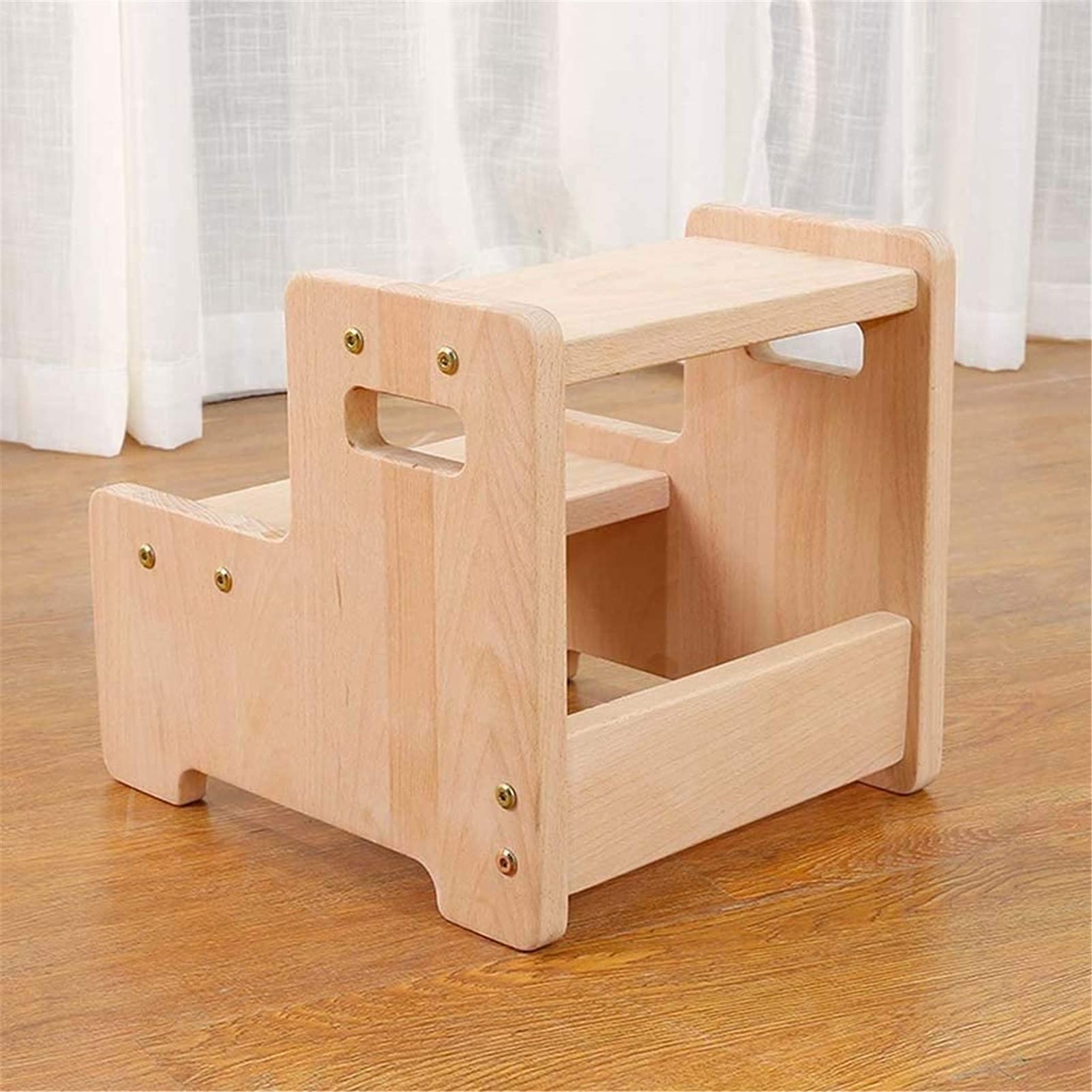 Taburete de Escalera portátil, Taburete de Escalera portátil, Taburete de Escalera para niños con Dos escalones y Asas, Taburete de Madera para niños pequeños, Taburete de Dos esca