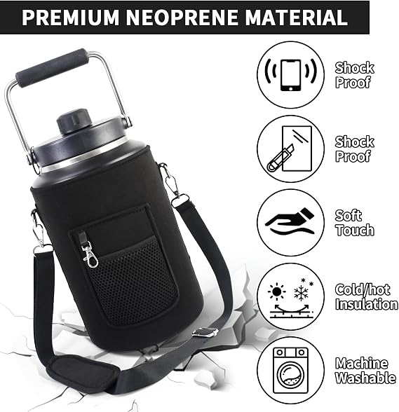 crayBG 1 Gallon Jug Holder for Yeti/RTIC 1 Gallon Jug Carrier Pouch Sleeve for Outdoor Camping Hiking Gym