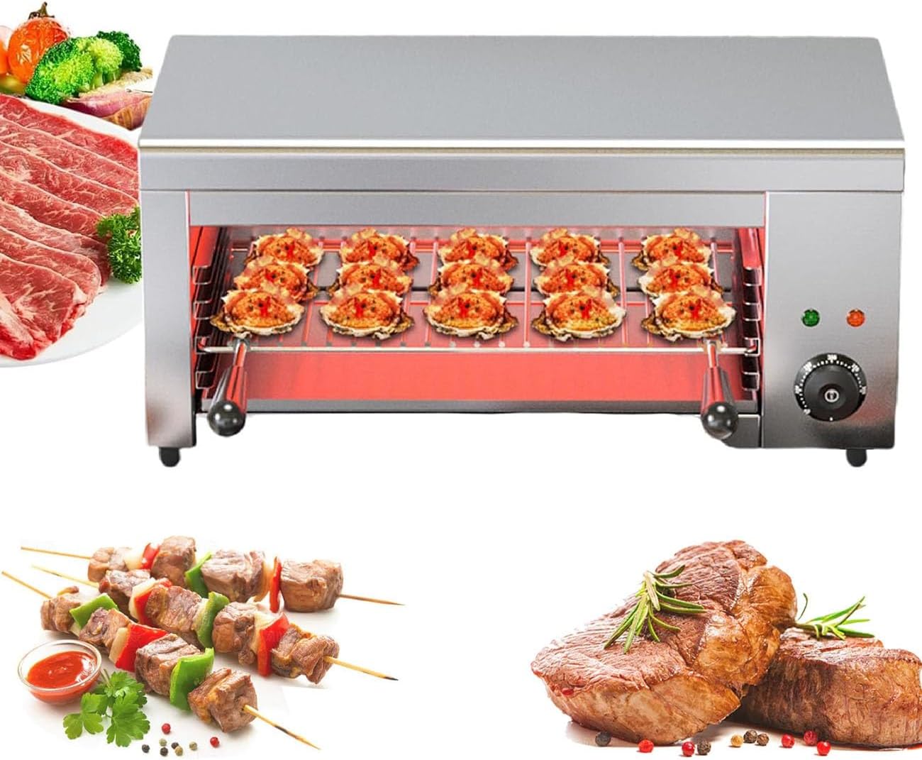Salamander Broiler Countertop Grill, 2000W Stainless Steel Cheese Melter Machine, Countertop Salamander Broiler, Electric Roaster Oven for Restaurant Kitchen Home Toast Sandwiches