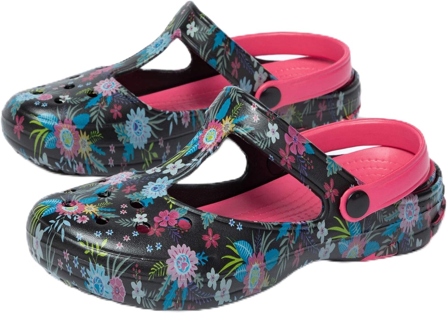 GreaterGood Multicolored Mary Jane Clogs Lightweight EVA Slip On Shoes Moveable Strap Quick Dry Garden Water Resistant Gifts for Women