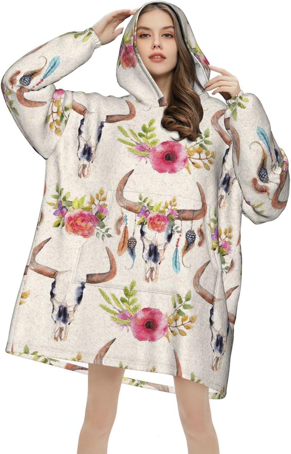 Runner Bull Skullprint Oversized Hoodie Blanket, Super Soft Warm Comfortable Hoodie, Wearable Blanket Adult
