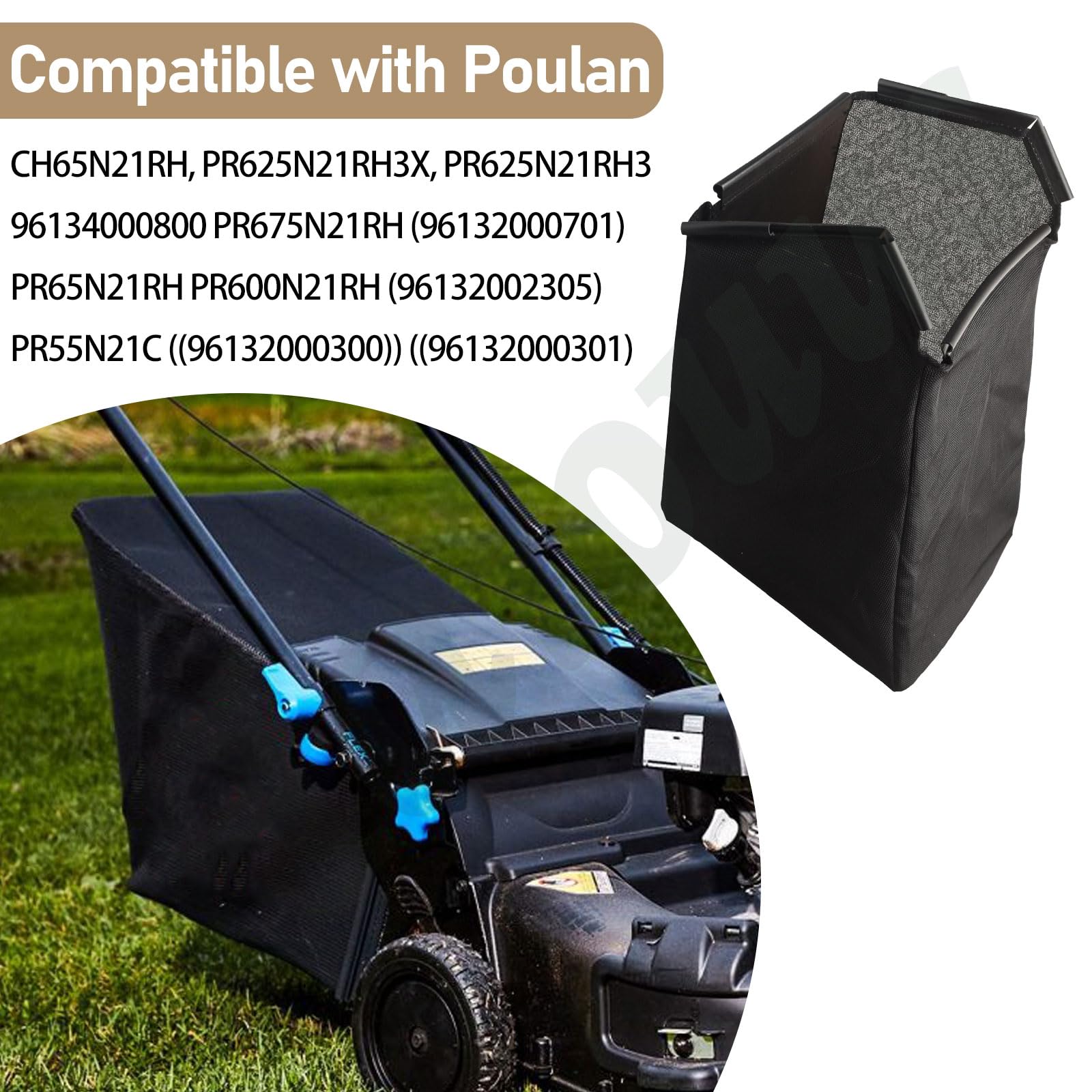 532410666 - Bolsa de césped compatible con Husqvarna Poulan AYP Sears Dixon Redmax, reemplaza 532194715, 582269001, 583400801, 5324106-66