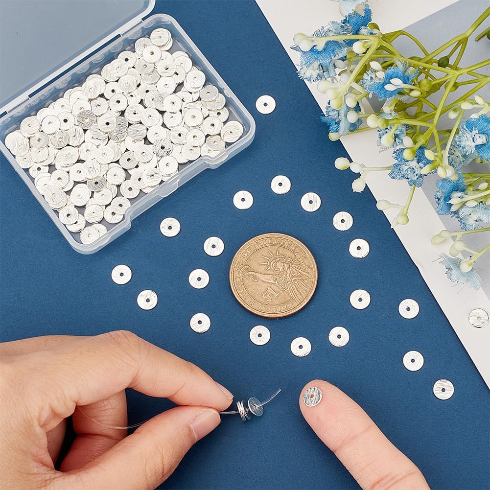 PH PandaHall 200PCS Heishi Disc Beads, 6mm Flat Round Spacer Beads Brass Loose Bead Jewelry Bead for Necklace Bracelet Earring Jewelry Making, Hole 1.2mm - Image 3