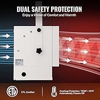 Vista 4 de VEVOR Calentador Eléctrico para Garaje de 5000W, Montaje Digital de Pared/Techo con Ventilador Forzado y Control Remoto, Temporizador de 9 Horas