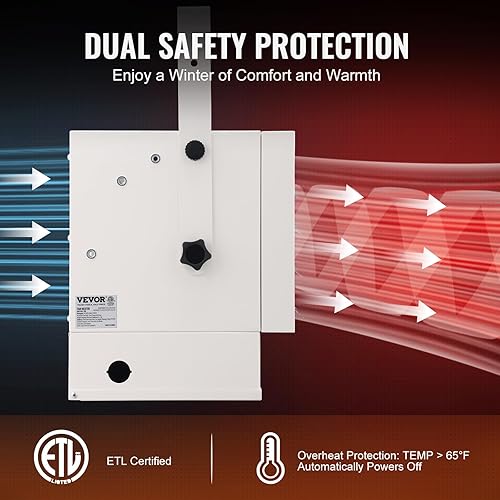 Miniatura 4 de VEVOR Calentador eléctrico de garaje, calentador digital de 5000 vatios para montaje en paredtecho, con control remoto, protección contra