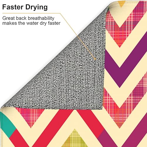 Miniatura 5 de Tapete de secado de platos con diseño de arco iris brillante para cocina, 18 x 24 pulgadas, escurridor de platos de microfibra para barra de café