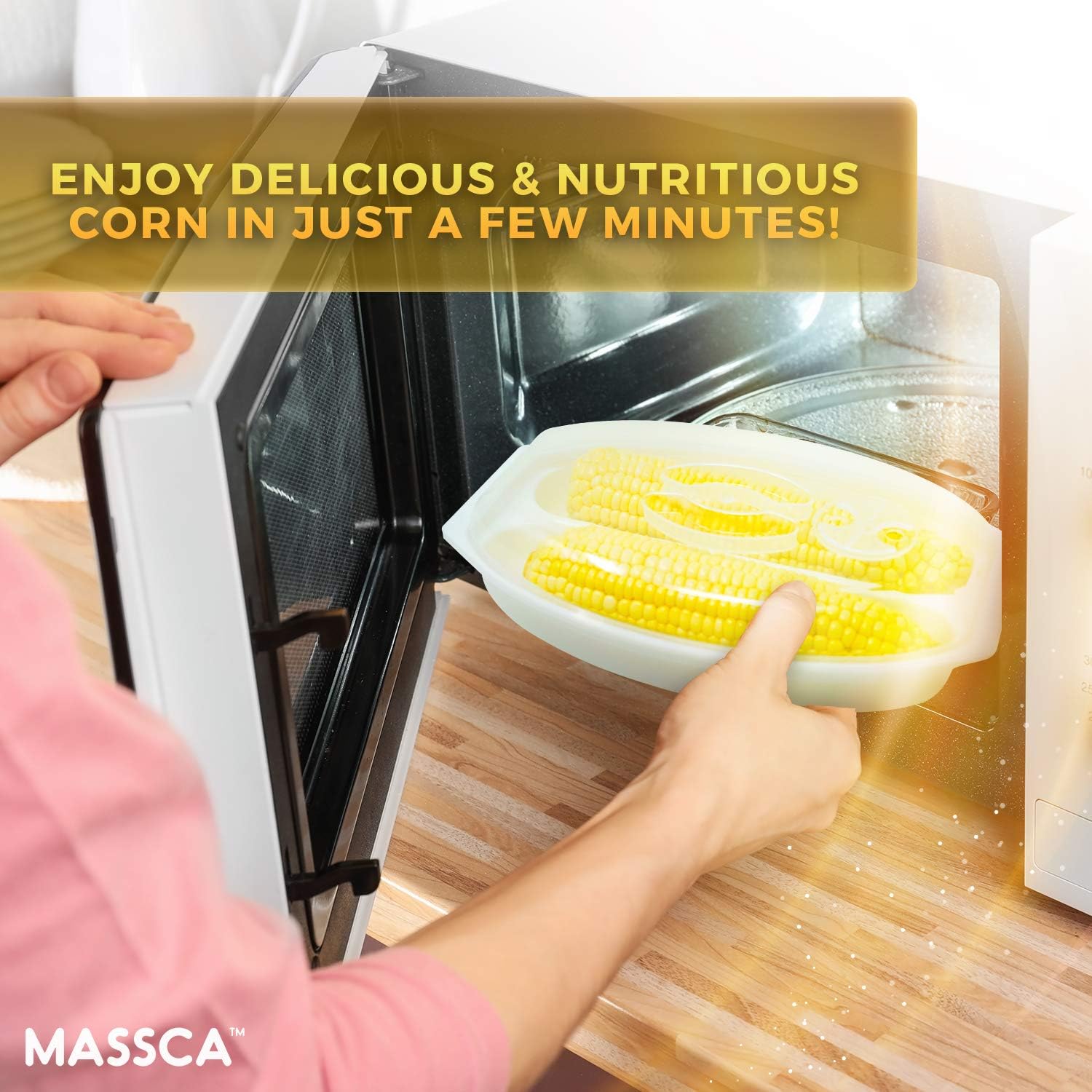 Ultimate Microwave Corn Steamer For Quick & EasyCorn On The Cob| Dual Vegetable Cooker With Vented Lid & Handle | BPA-Free Plastic Veggie Steamer | Dishwasher-Safe | Perfect Gift.