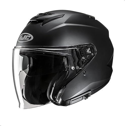 HJC i31 Casco de motocicleta de cara abierta sólida, aprobado por DOT (negro semi plano, XL)