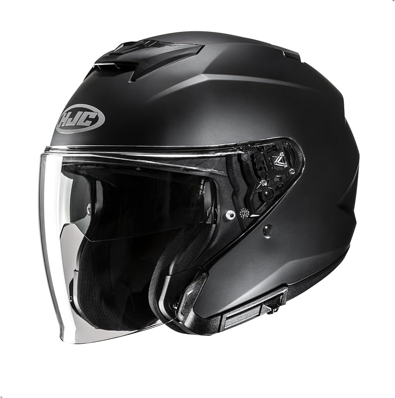 i31 Casco de Motocicleta Sólido de Cara Abierta, Aprobado por DOT (Semi Plano Negro, Grande)