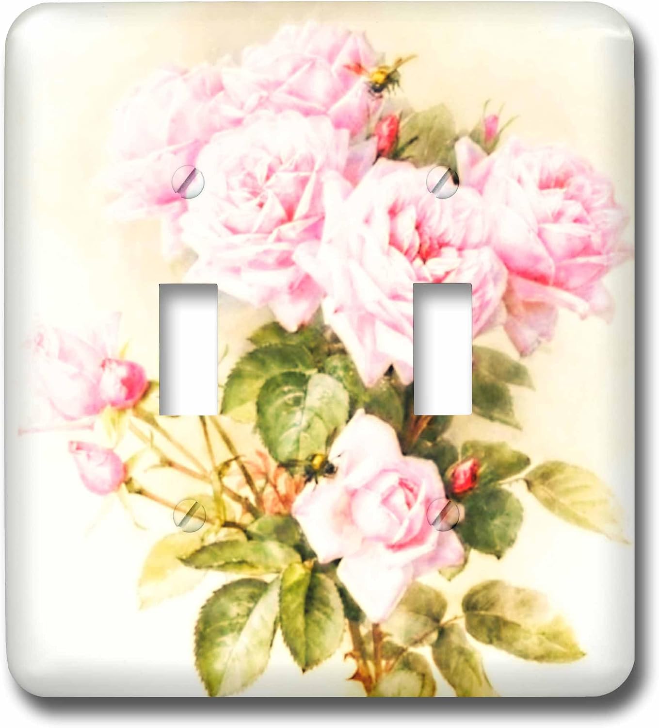 3dRose lsp_151447_2 Paul De Longpre Shabby Chic Vintage Pink Roses Sun-Faded Antique Flowers Fine Art Girly Floral Double Toggle Switch