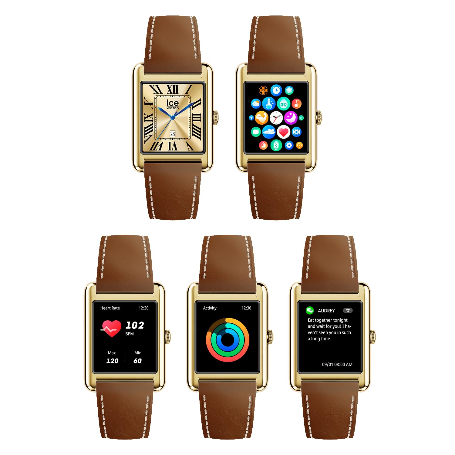 ICE-WATCH - ICE smart TKS 2.0 Gold Camel smooth - Orologio oro da Donna con Cinturino in pelle - 025619 (1.41 pollici / 32mm) - Smartwatch, monitoraggio dell'attività fisica e della salute