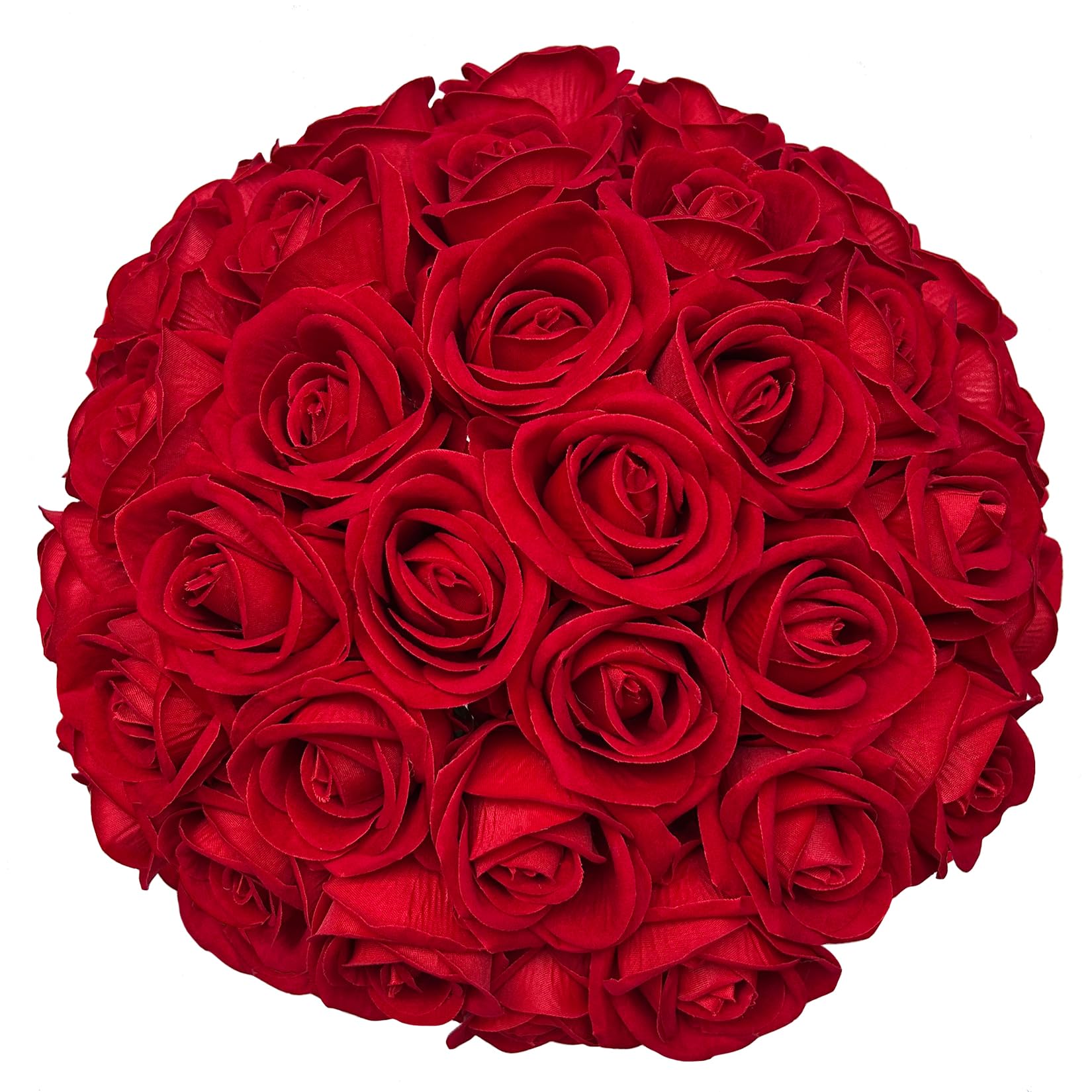 FagusHome 30 Pcs Silk Rose Artificial Flowers Roses Bulk Bouquet Fake Flowers Rose Heads with Stems for Home Wedding Decor (Red)