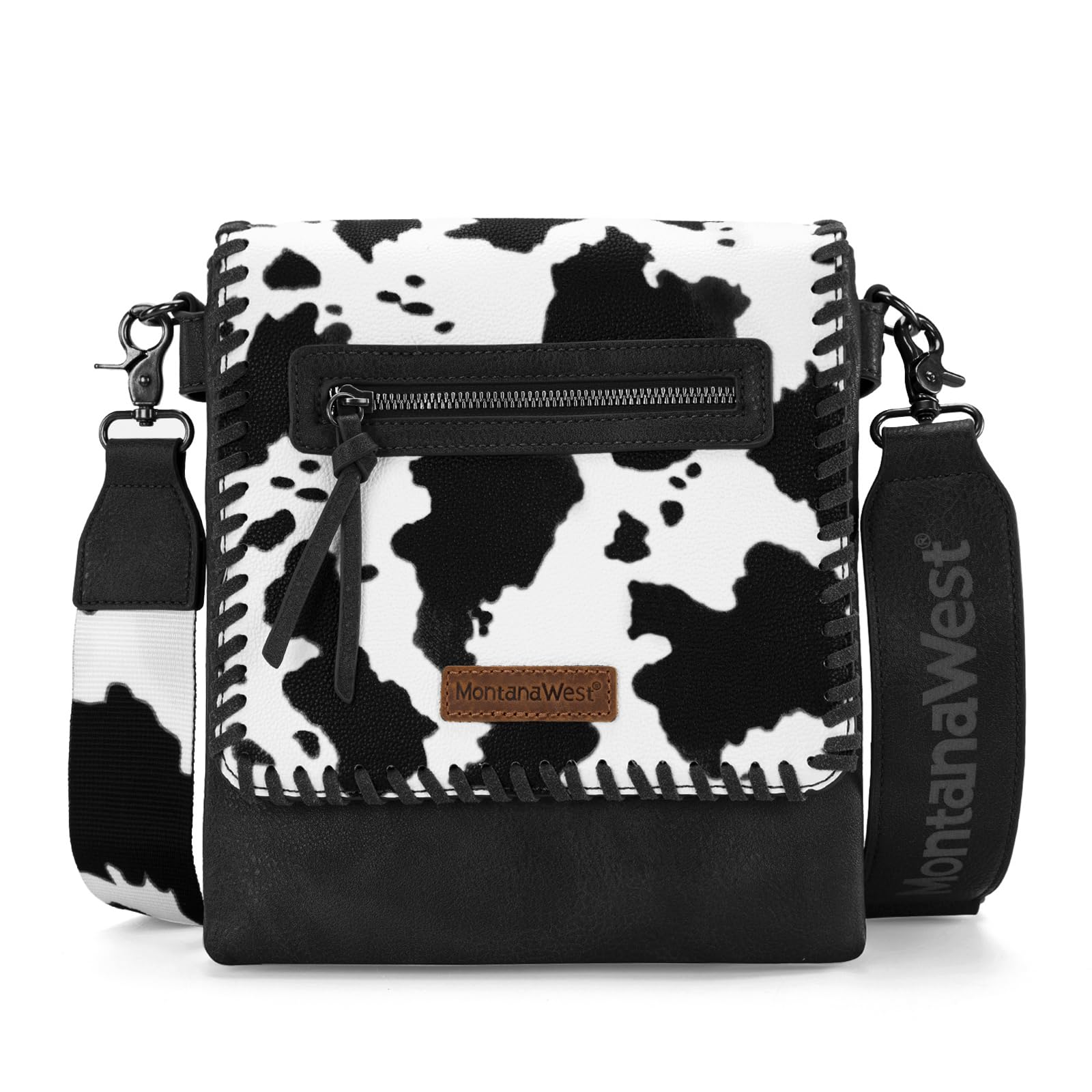 Montana West Crossbody Bags for Women with Dual Compartments Western Cross Body Purse with Leopard Print Guitar Strap