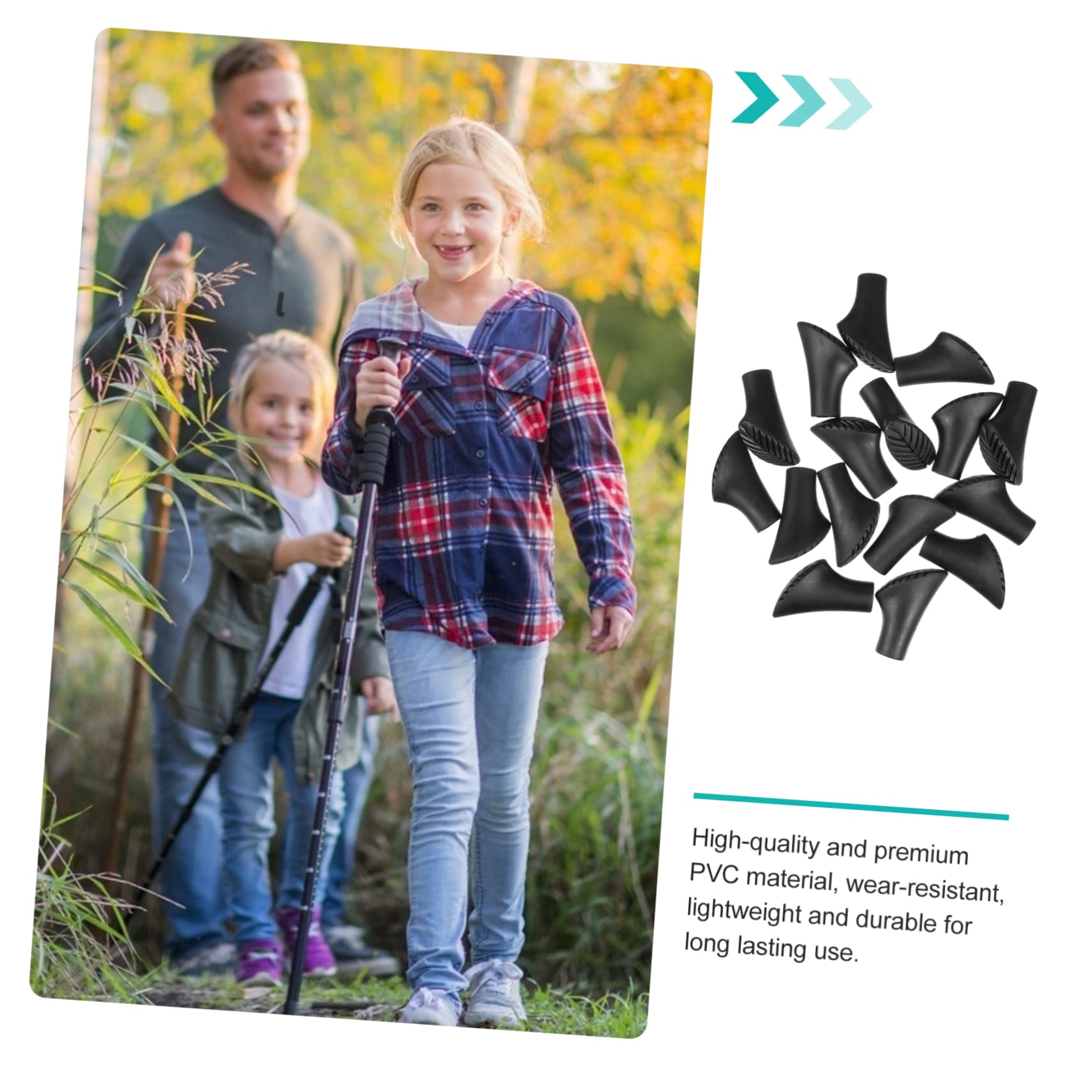 Sosoport Trekkingstock-spitzenset Wanderstöcke, Trekking, Wandern Klappbarer Gehstock Trekking Pole Foot Covers Trekking Pole Tips Gehstock Kopfschutz Wanderstockspitzen PVC 16st