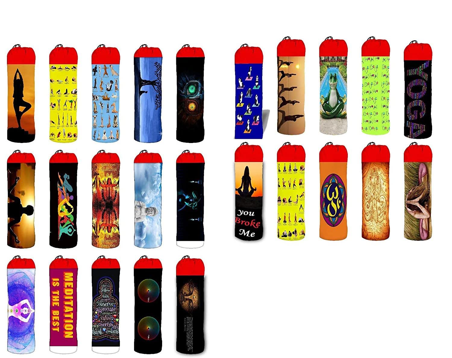 Active Elements Pack of 2 Waterproof Printed Yoga mat Cover/Bag for Standard Size of Yoga Mats. Pack of Two - Any Design from Collection (5)-image-21