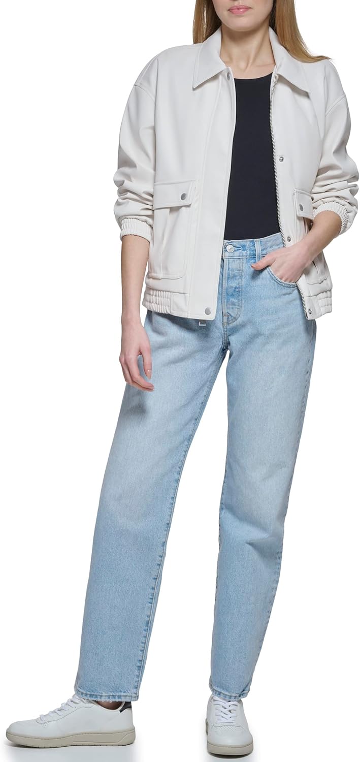 Levi's Women's Faux Leather Lightweight Dad Bomber Jacket - Image 2