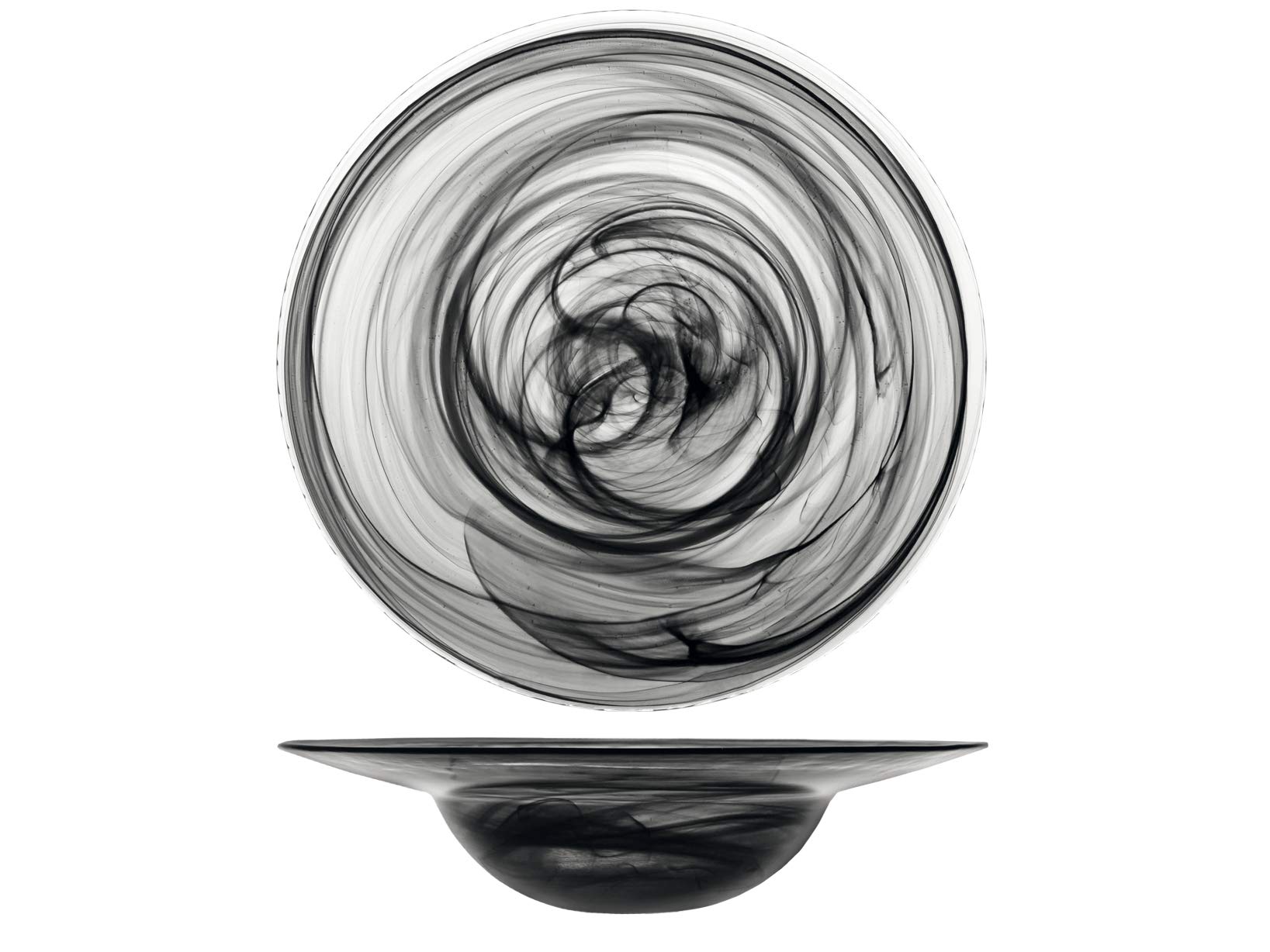 H&H 833120 Albastro Set of 4 Pasta, Glass, Black, 29 cm