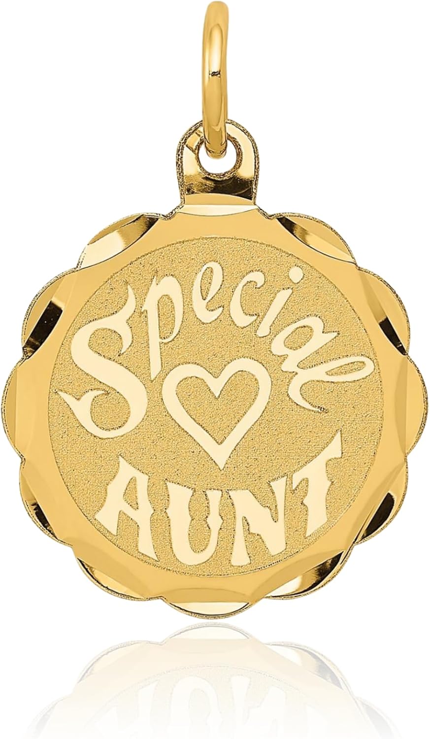 IceCarats 14K Solid Yellow Gold Medium Special Auntie Heart Medal Pendant Necklace 23mm 7/8 inch Polished, Engravable, Matte for her