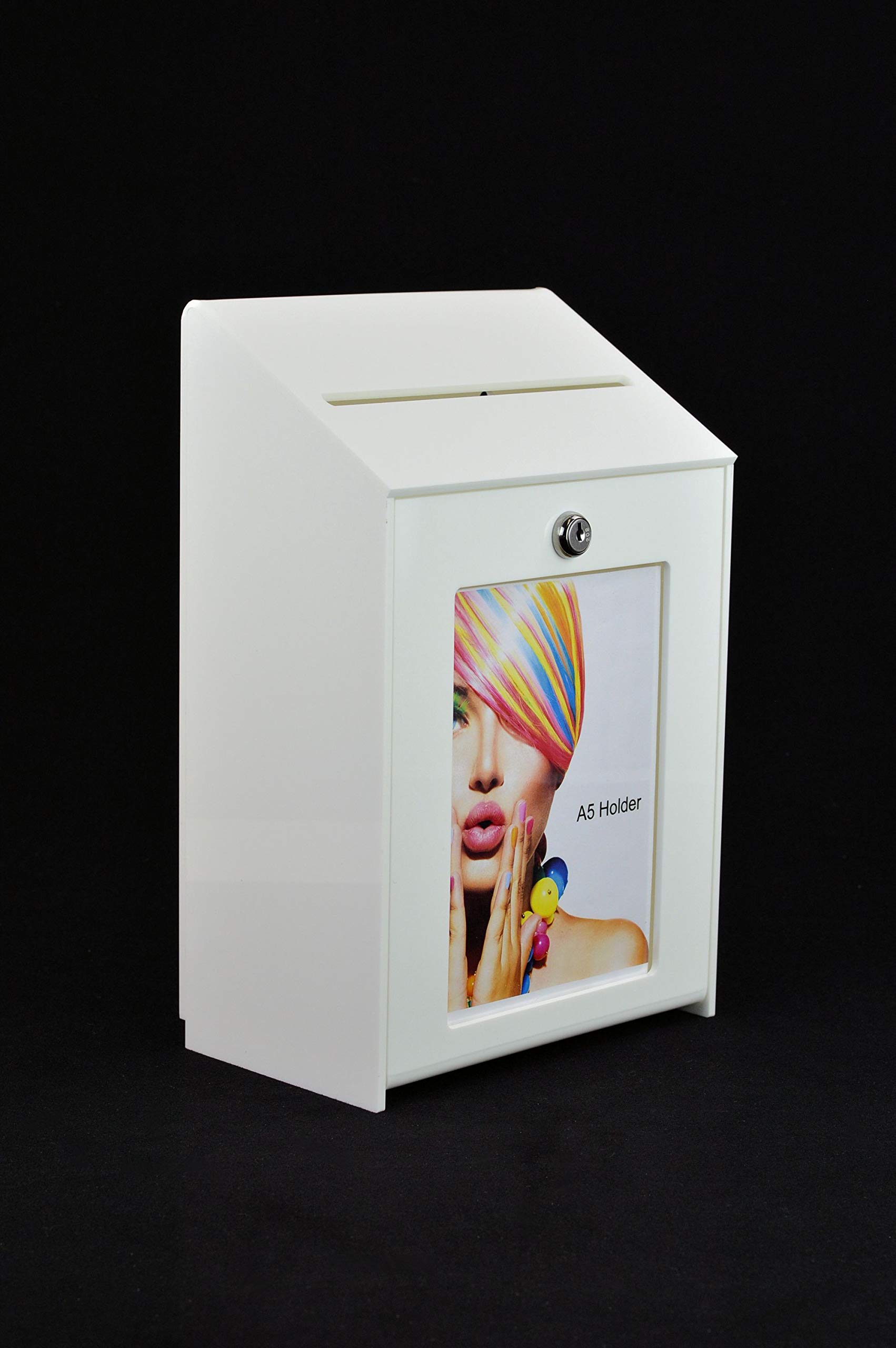 Pos Display Shop White Lockable Acrylic Suggestion Ballot Comments Feedback Collection Box - Pds9463