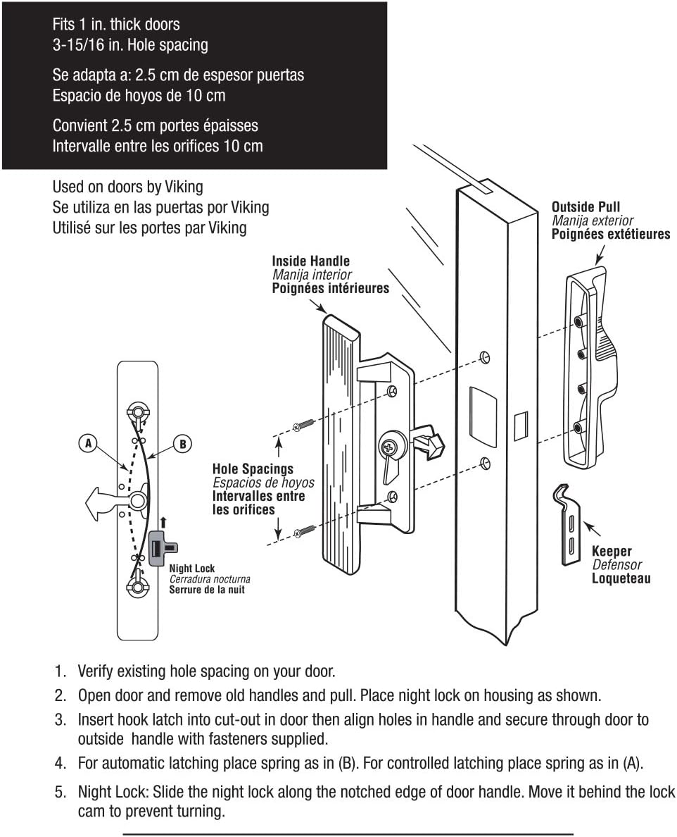 🔥 Prime-Line MP1018 Sliding Door Handle, 3-15/16 in, Diecast & Wood, Hook Style, Internal Lock, 1 Set