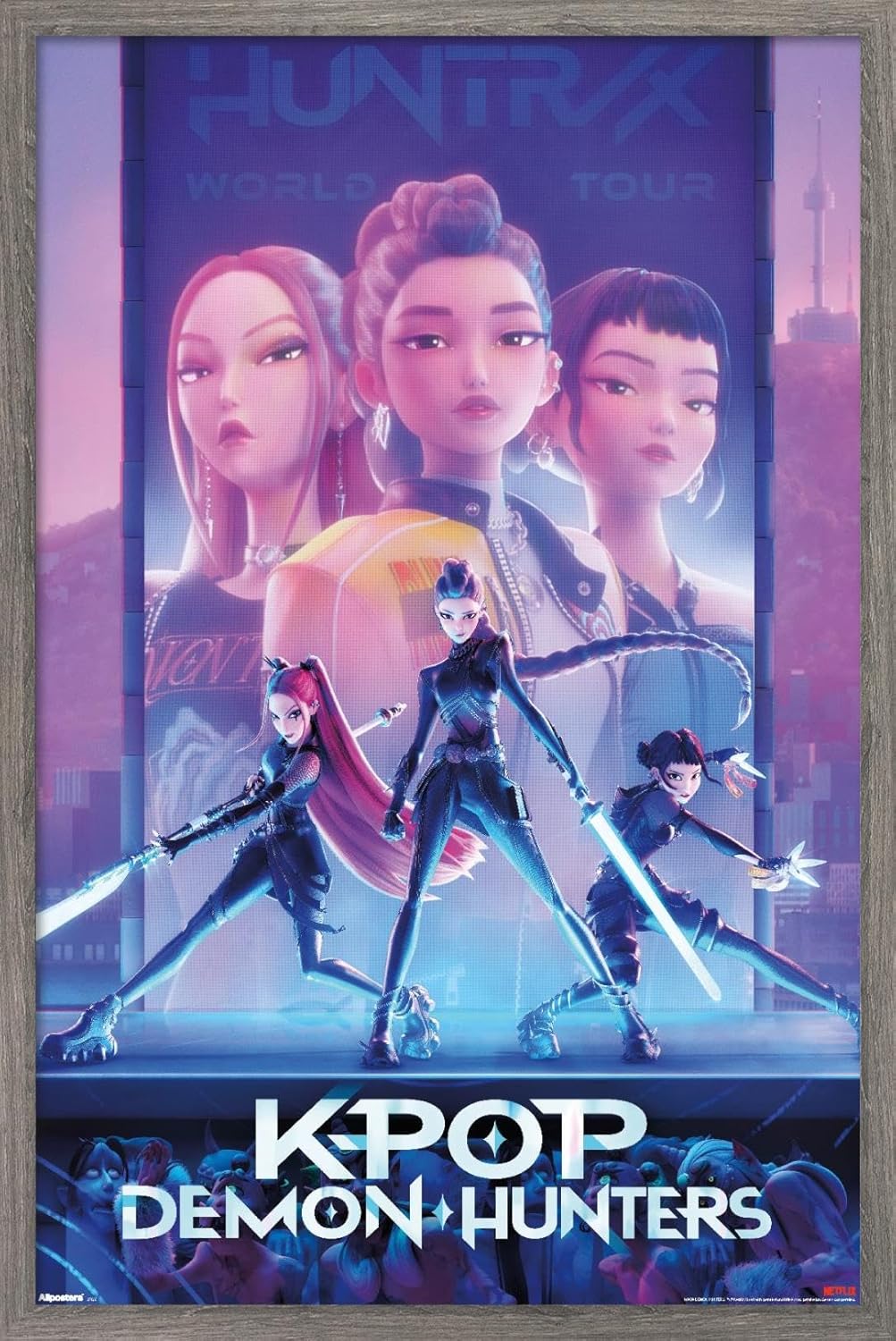 Trends International Netflix KPop Demon Hunters (2025) - One Sheet Wall Poster, 22.4L x 14.7W, Barnwood Framed Version