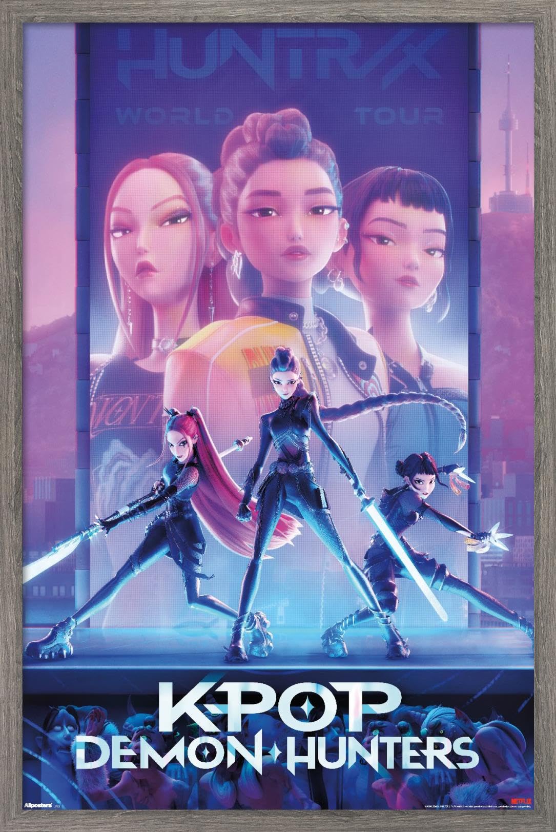 Netflix KPop Demon Hunters (2025) - One Sheet Wall Poster, 22.4L" x 14.7W", Barnwood Framed Version