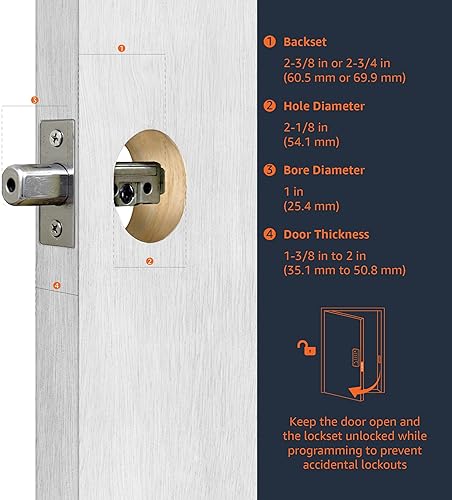 Miniatura 6 de Tienda Basics - Cerradura de puerta con teclado electrónico contemporáneo con palanca de paso, negro mate, 15.98 x 6.10 x 3.07 pulgadas (largo x
