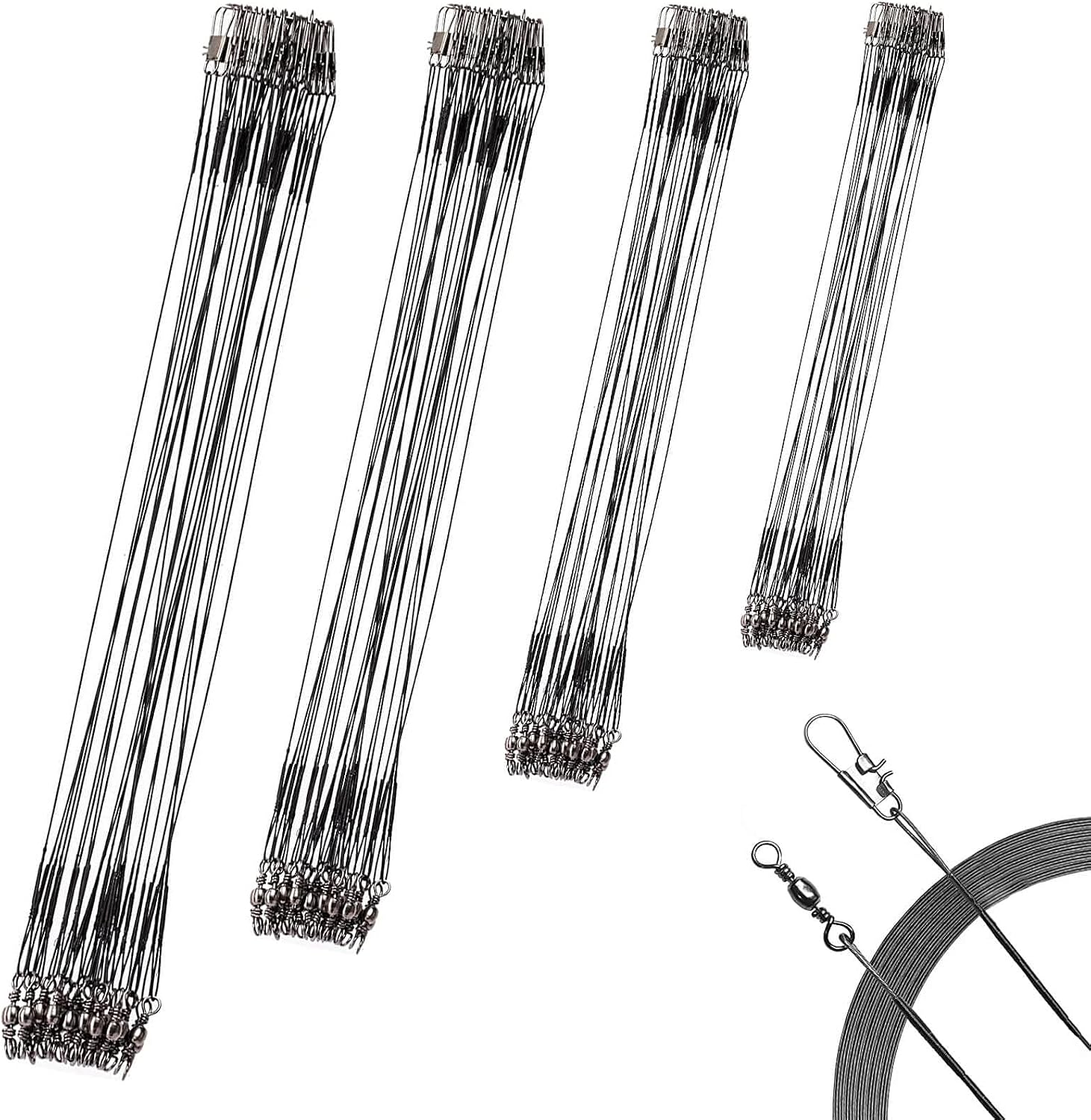40Pcs Leaders de Pesca de Acero Inoxidable, Alta Resistencia, 4 Tamaños