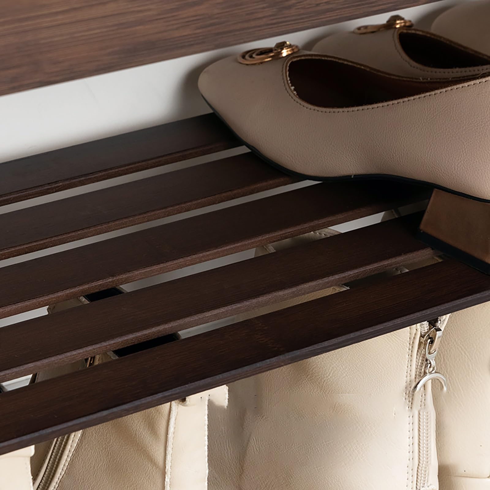 GGFHH Shoe Bench Rack 2 Tier Shoe Organizer With Padded Cushion Seat - View #5