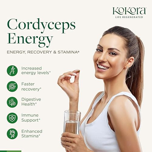 Miniatura 4 de Cordyceps Energy - Suplemento orgánico de hongos adaptogénicos - Incluye extracto de Cordyceps orgánico certificado y macuna orgánica regenerativa