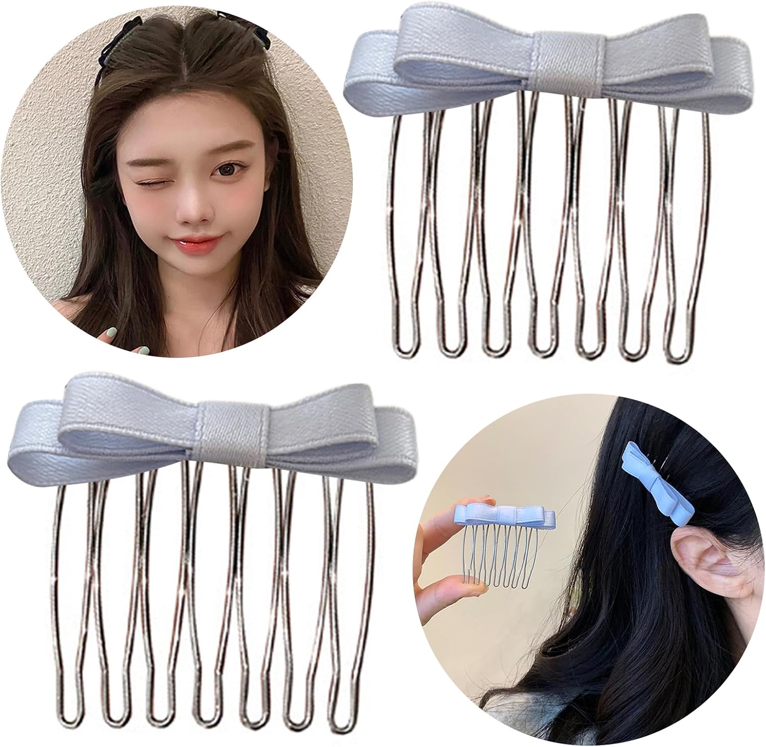 Ribbon Bowknot Hair Comb For Girl Hairpin Comb Hairclip Barrettes For Women Side Bangs Sweet Hair Tool image 2