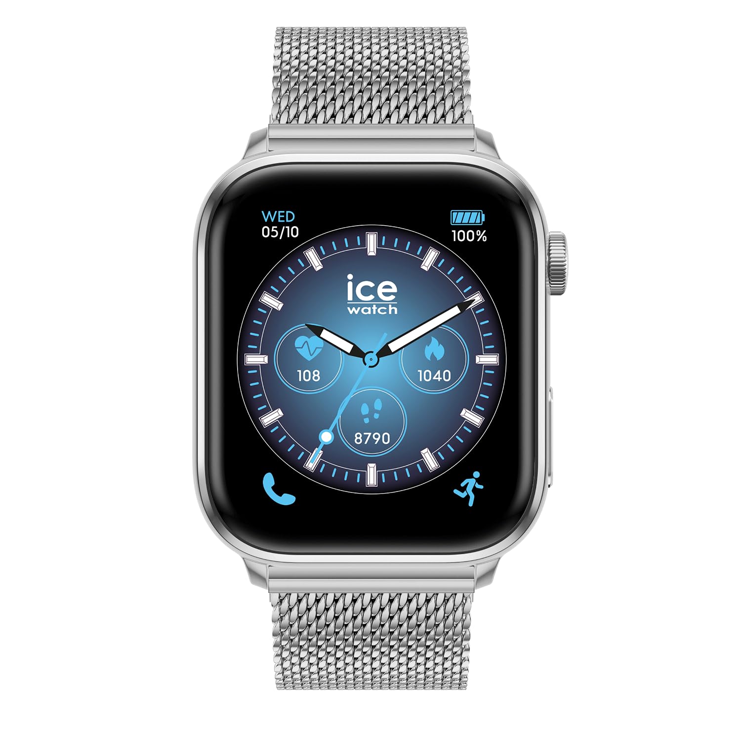 Ice-Watch, ICE Smart 3.0 Silver Milanese, Srebrny Zegarek Sportowy dla Mężczyzn z Bransoletą ze Stali Nierdzewnej, 025803 (1,78 Cala)