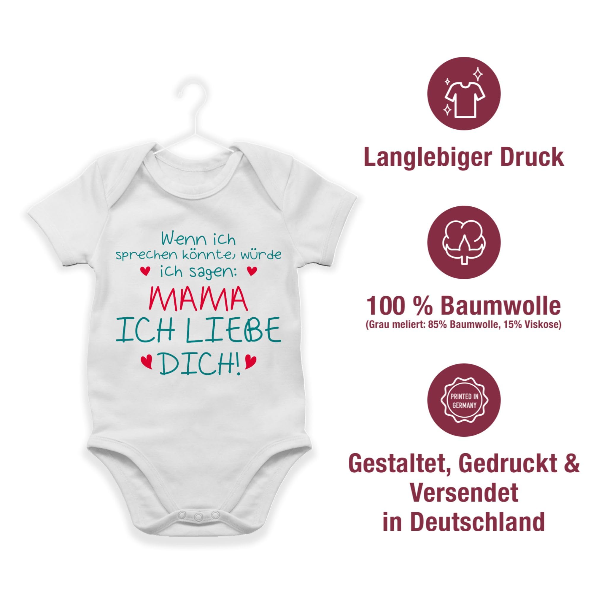 Shirtracer - Baby Body Kurzarm - Mama ich liebe dich