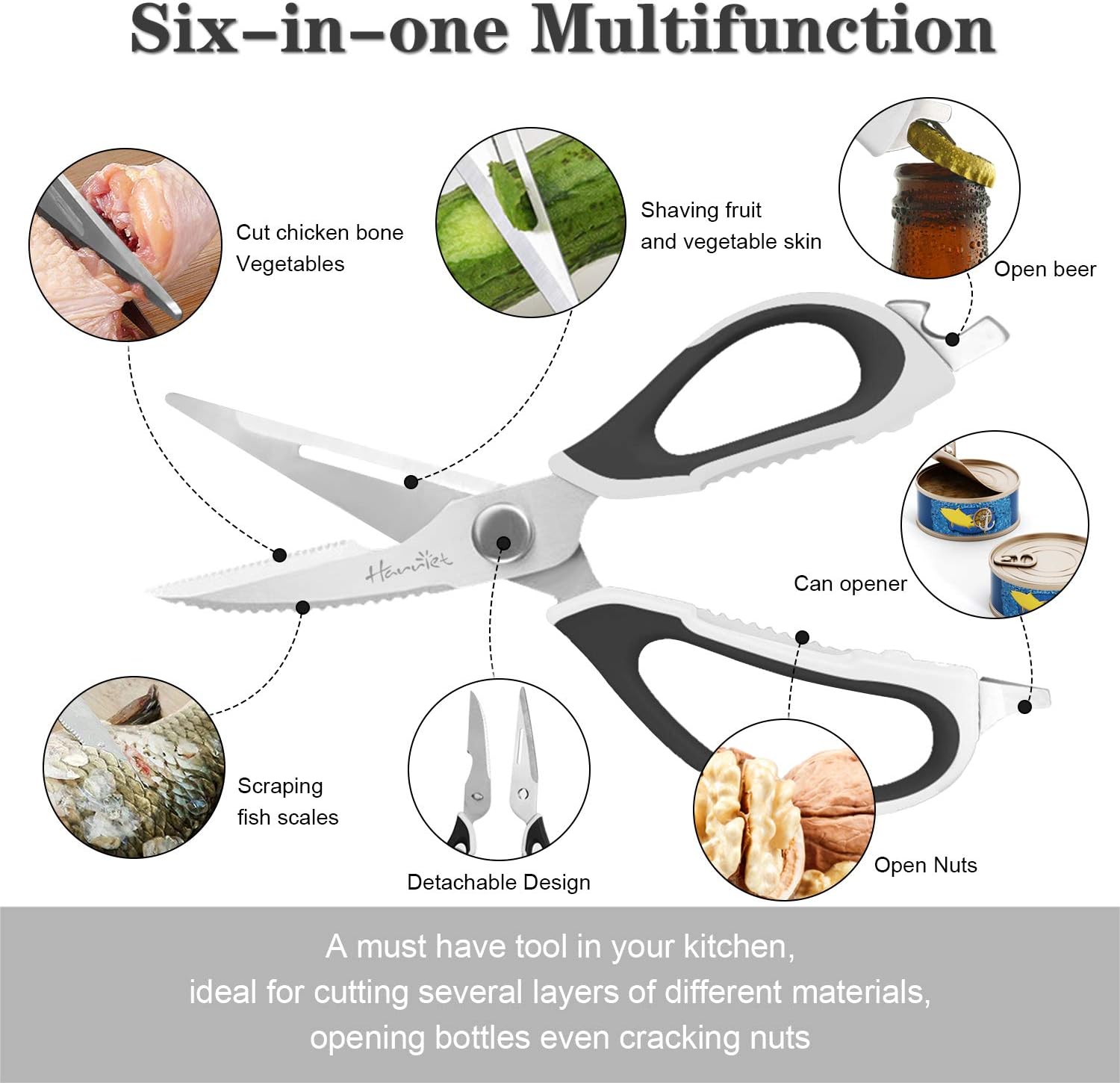 Knife Set - Block Knife Set of 14 with Kitchen Shear and Sharpening Steel & Stripe Black Steak Knives Set of 8 with Box, High-Carbon Stainless Steel