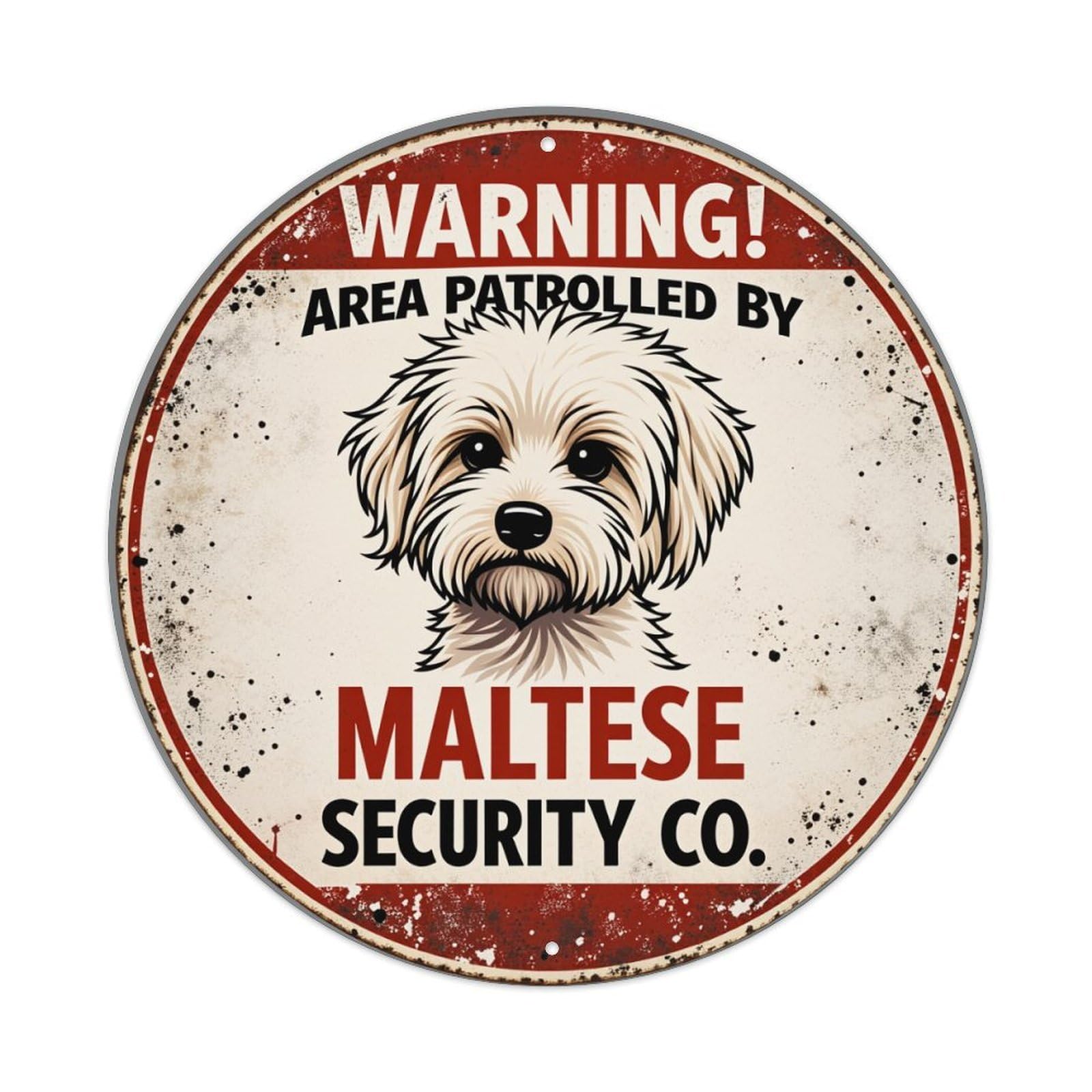 Warning Area Patrolled By Maltese Security Co Tin Sign Vintage Style Home Bar Garden Wall Plaque Decor Metal Poster 8x12 Inch