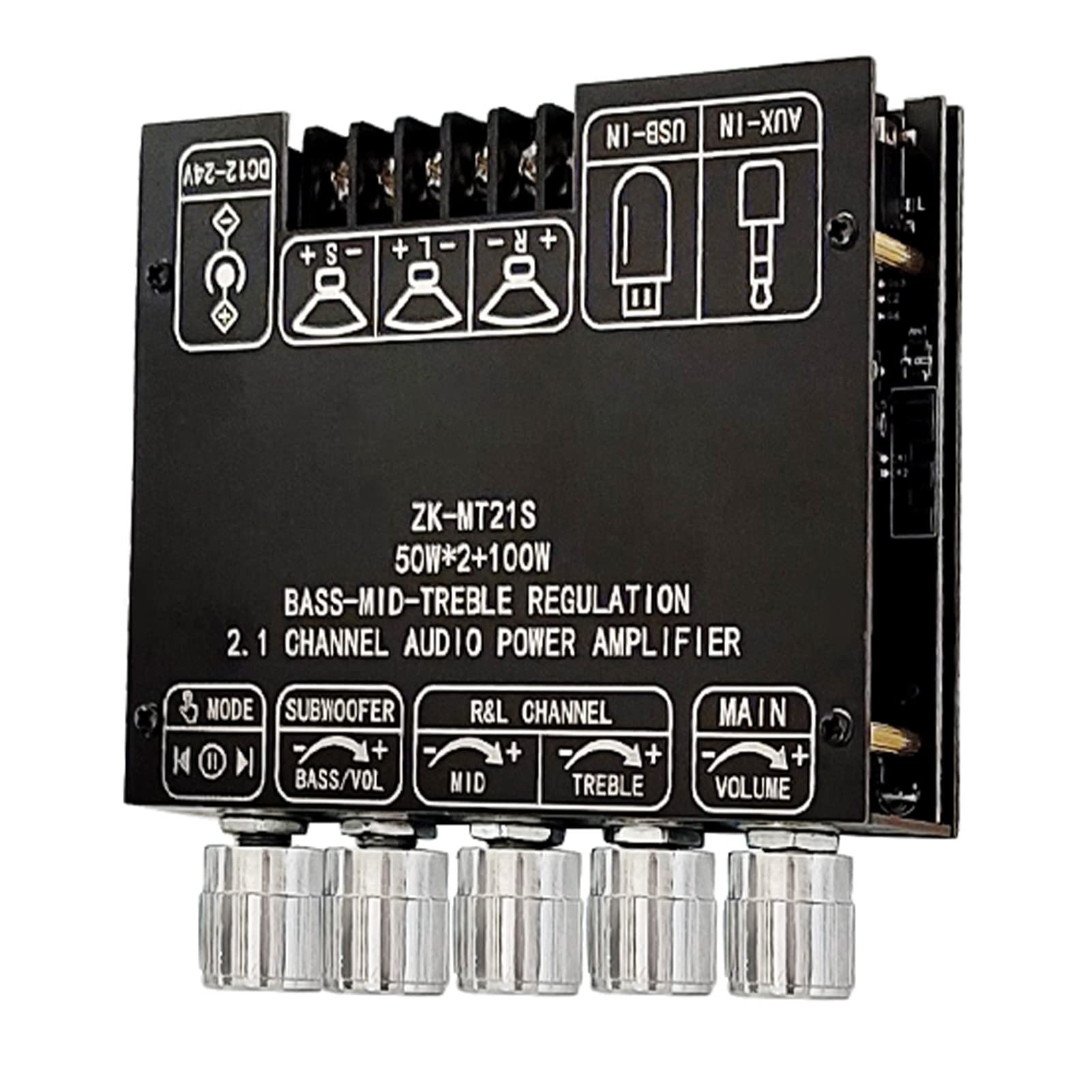 2.1-kanałowa płyta wzmacniacza audio z łącznością Bluetooth i funkcją TWS - moduł subwoofera i wzmacniacza stereo z bezstopniowym strojeniem i potencjometrem mechanicznym
