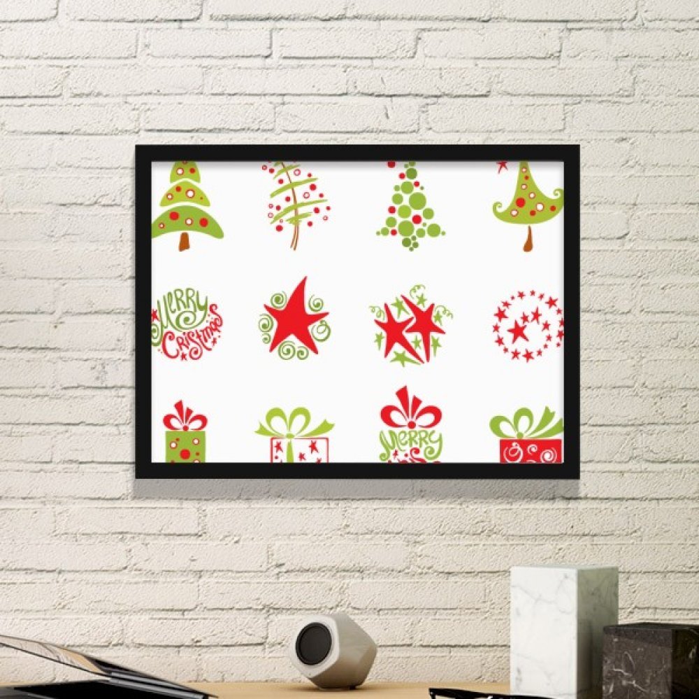 Cadre photo Arbre Rouge avec estampe Noël en taille moyenne noir pour décoration murale