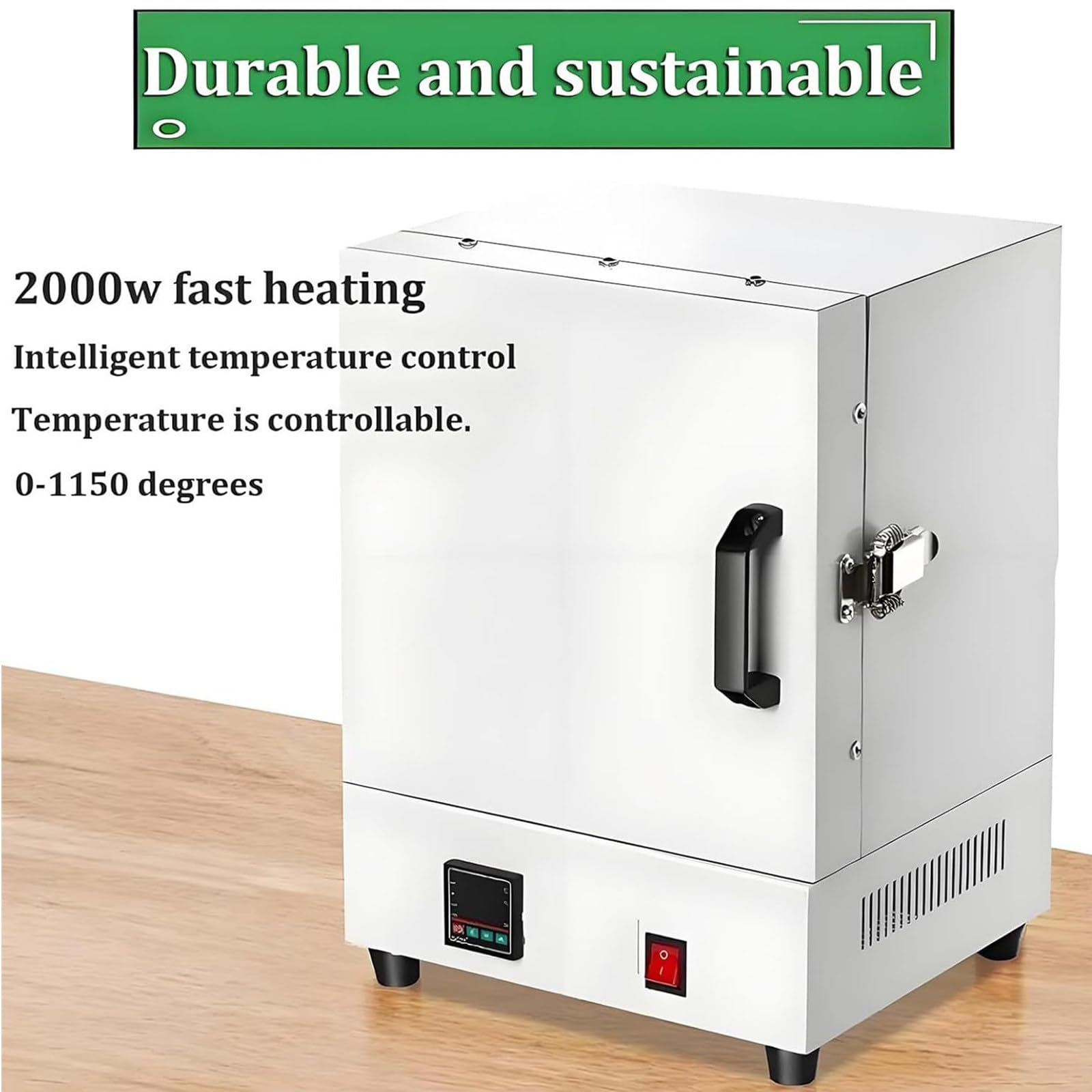 Elektrischer Muffelofen,1150°C/2102°F Geschlossener Hochtemperatur Laborofen,2000W Widerstands-Ofen Schmuckbearbeitungsofen mit Intelligenter Temperaturanzeige,Gleichmäßige Erwärmung