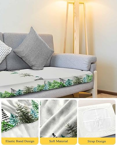 Miniatura 4 de Fundas de cojín elásticas para sofá, diseño de árbol de Navidad, seccional, individual, en forma de T, protector para muebles con parte inferior