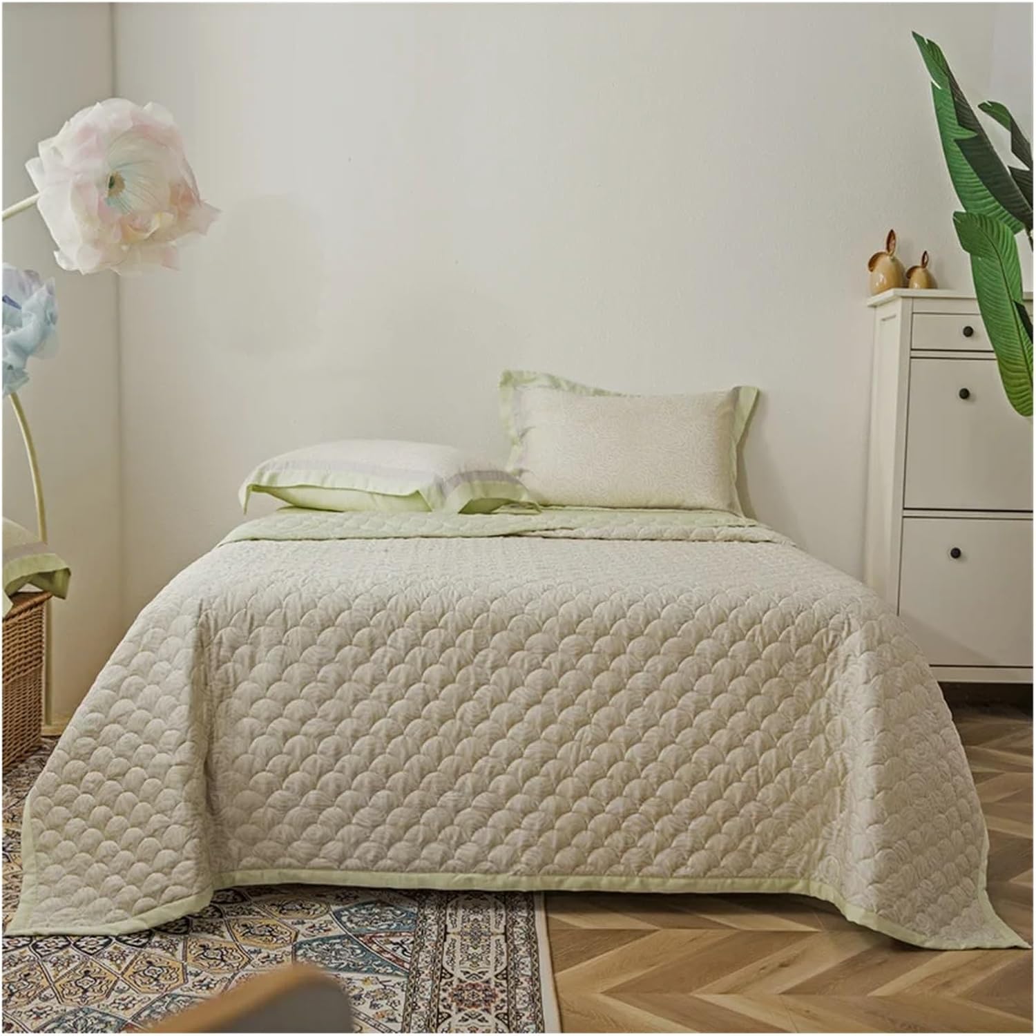 Thick Bedspread Pillowcases Coverlet Quilted Bed Sheets Bed Four Pieces Set(D,200x230cm 3pcs Set)