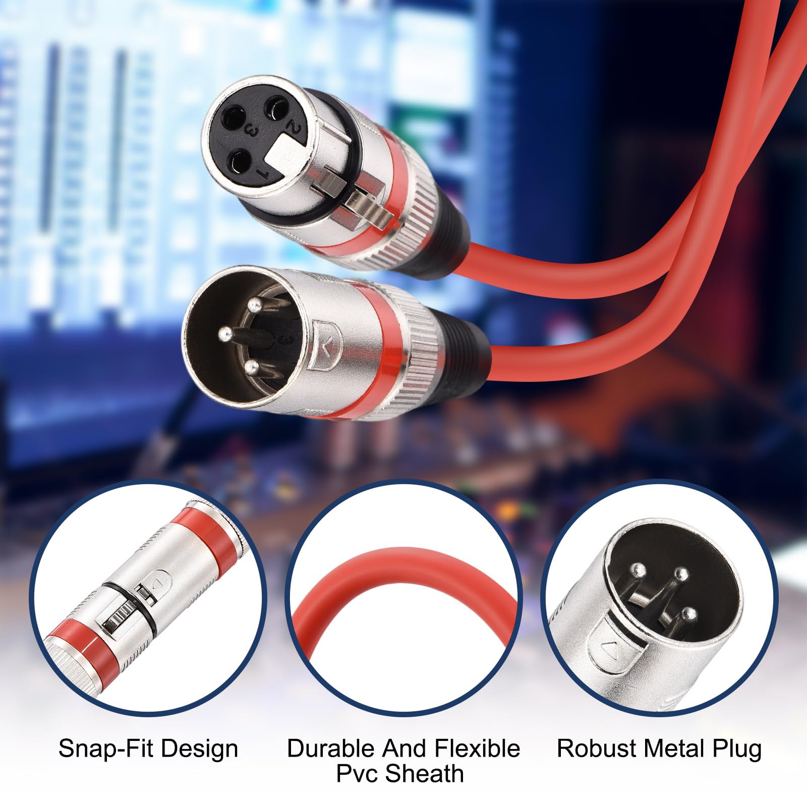 QUARKZMAN 6 Pcs Cables XLR 6.5 Ft Cable De Micrófono XLR Macho A Hembra 3 Pines Accesorios De Micrófono Balanceado Parche Altavoz Para Estudios De Grabación En Viviente Mezclador