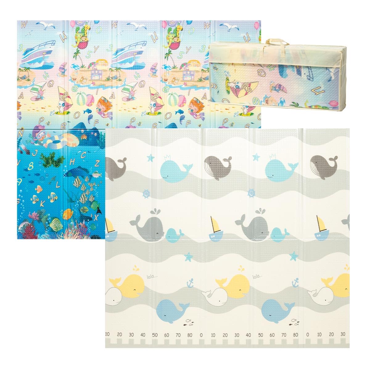 ATAA Alfombra de Juegos Grosor 1.5cm Reversible Colchoneta Infantil Plegable. Colchoneta de Juegos Plegable, 180X200cm, Alfombra de Doble Cara, Impermeable, No tóxico, Color: (Oceano)