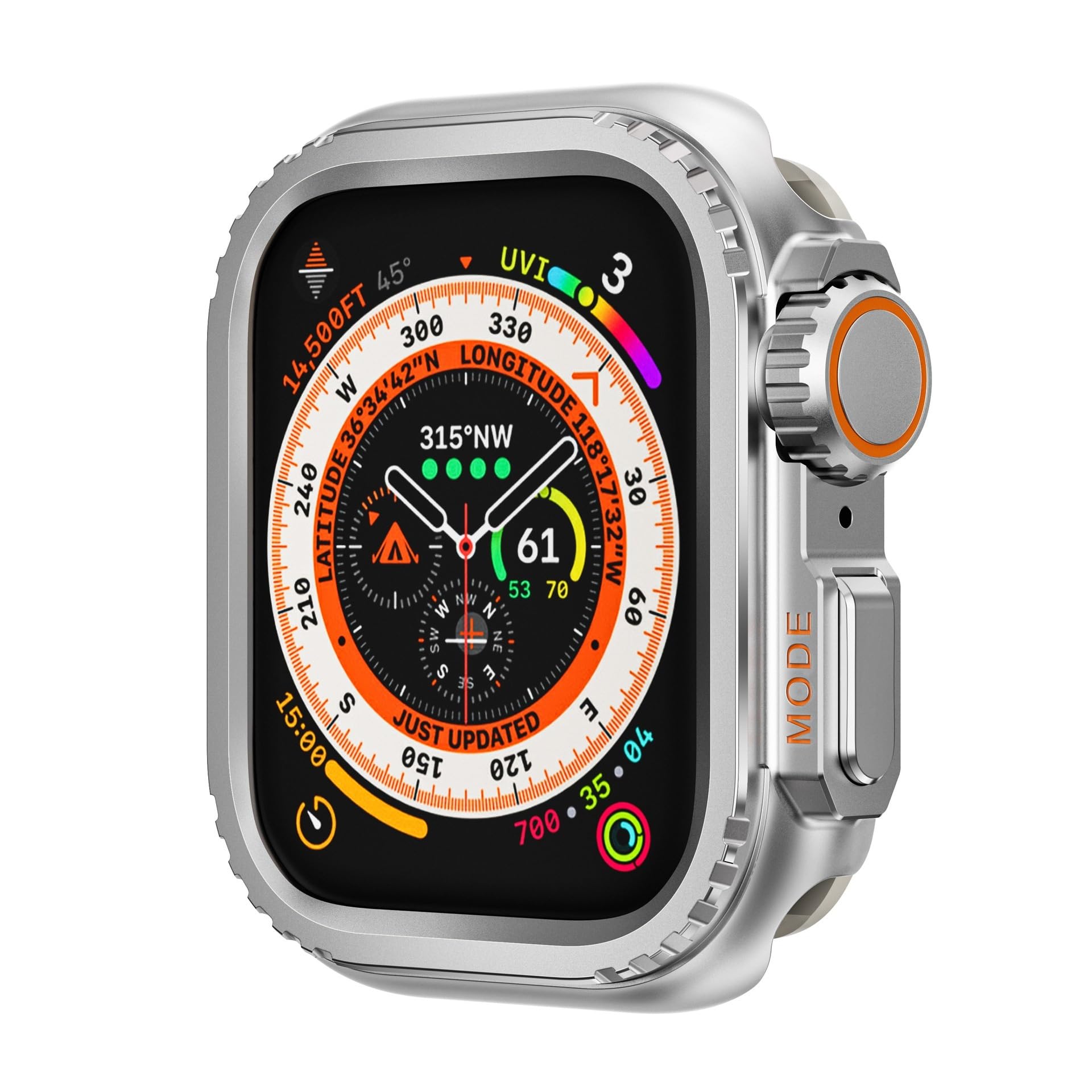CZKE Schutzhülle für Apple Watch, 44 mm, 45 mm, 46 mm, 42 mm, 49 mm, Metall, Uhrengehäuse (Titan, 42 mm)