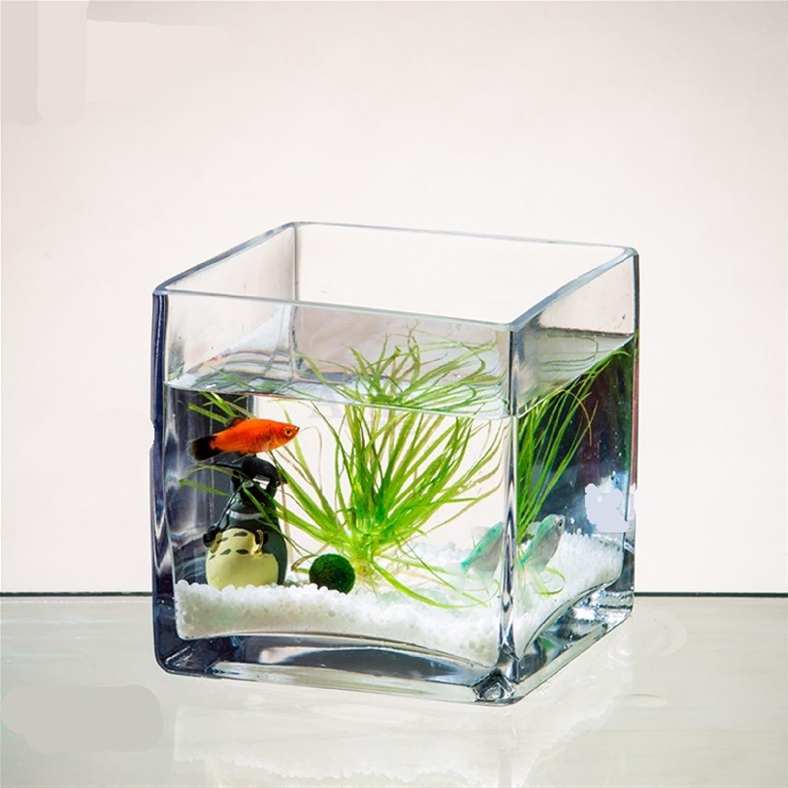 Acquario per Pesci Piccolo Acquario Quadrato in Vetro Spesso Trasparente da Tavolo for Tartarughe, Mini Acquario Acquari(15x15cm)
