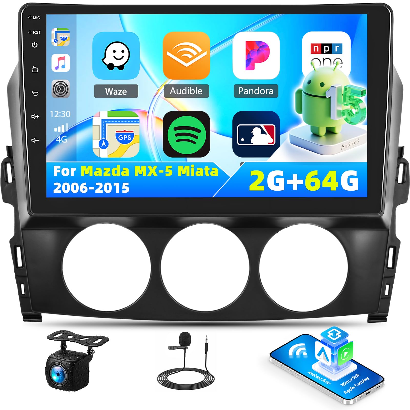 Amazon.com: [4 Core+64G] Android 15 Car Stereo for Mazda MX-5 NC