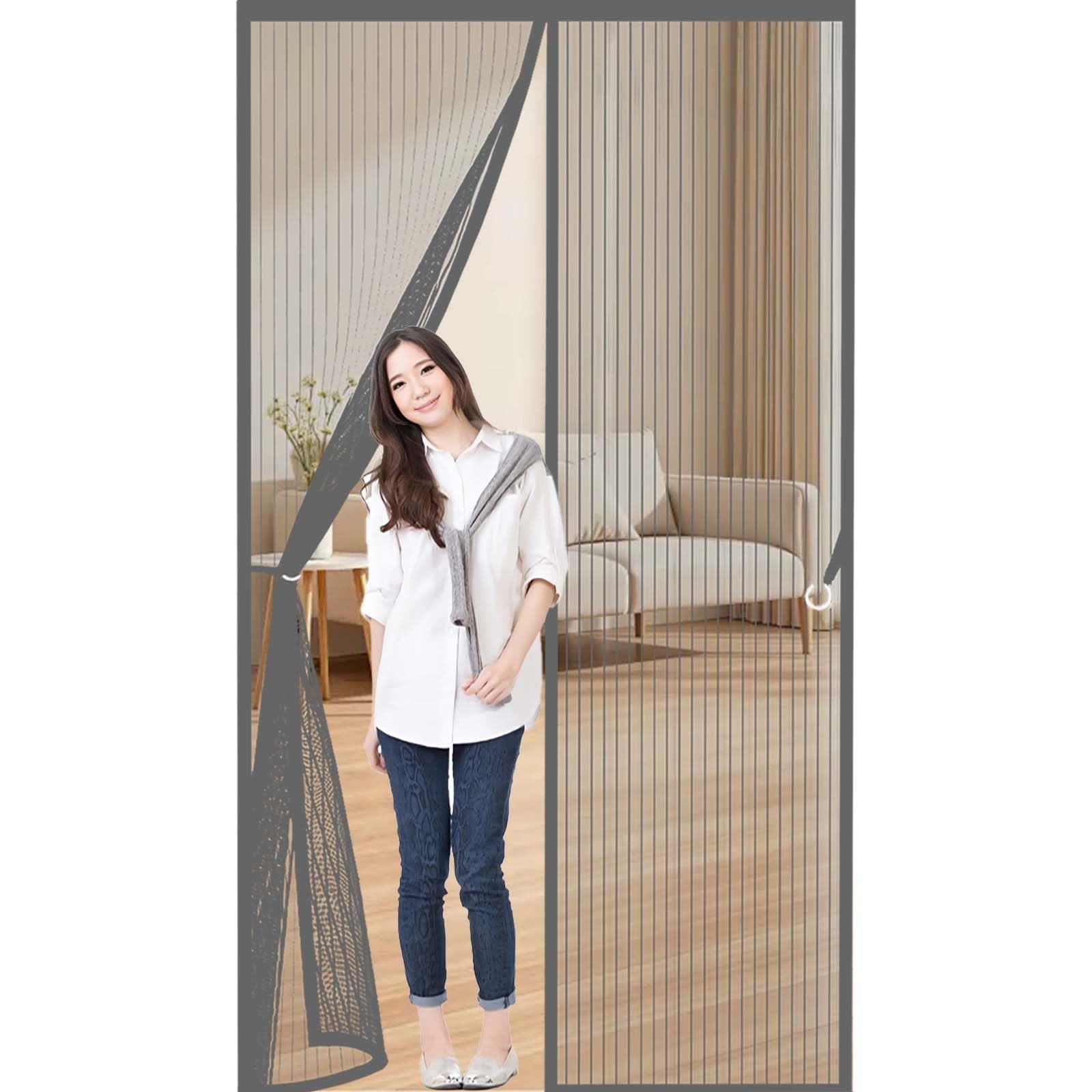Magnetic Fly Screen for Doors 100x210cm(WidthxHigh) Durable, Keeps Bugs Out, Kid and Pet Friendly Magnet Fly Screen Door Insect Protection Lets Fresh Air in, Hundreds of Sizes, Grey