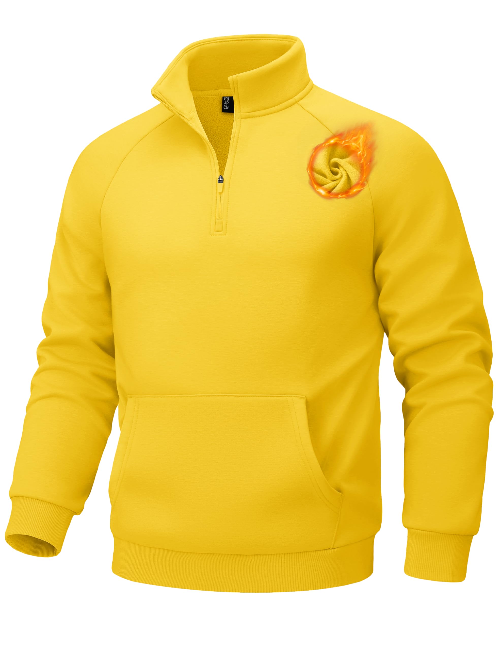 Mens Pullover Quarter Zip Athletic Warm Sweatshirt Casual 1/4 Zip Fleece Lined Sweater With Pockets