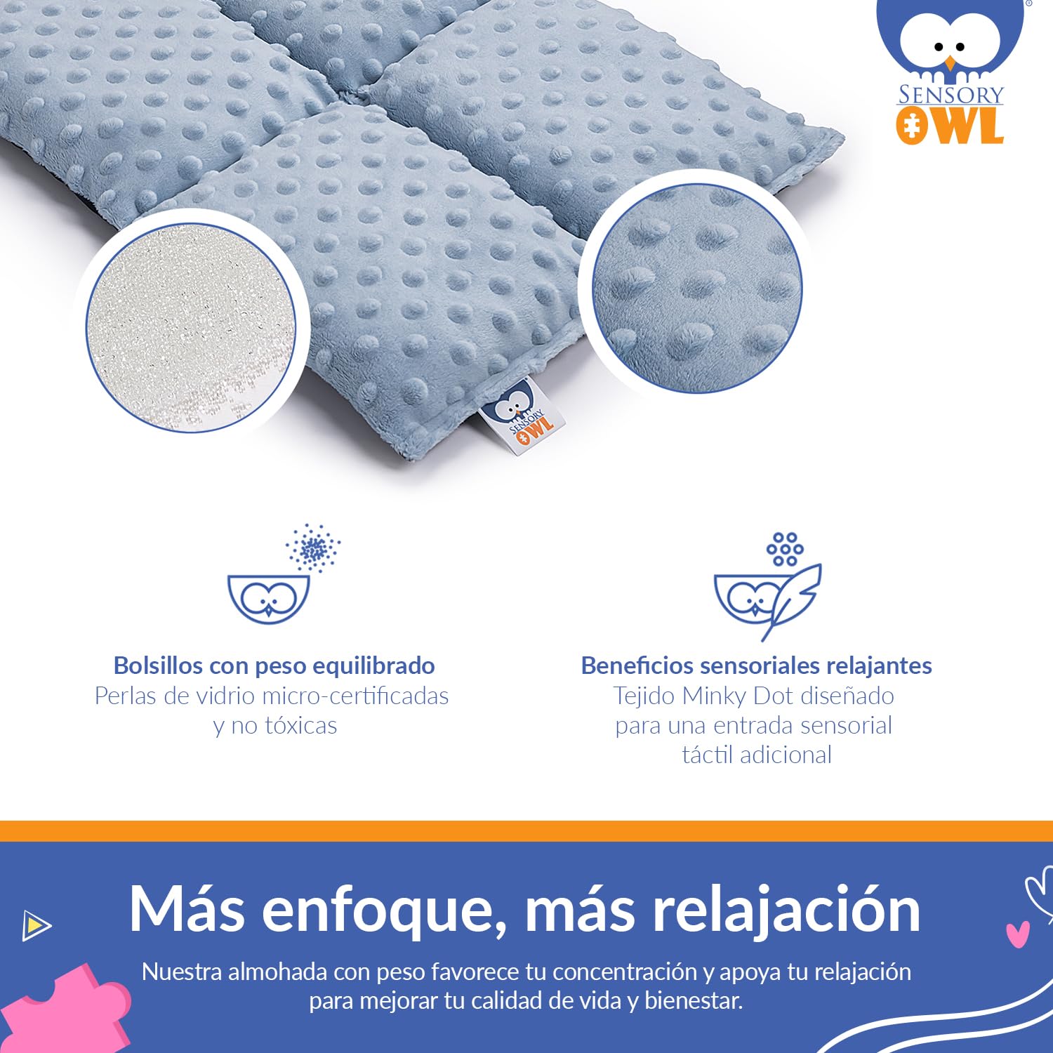 Almohada Pesada Cojin Sensorial De Regazo Suave Terapéutico para Niños Y Adultos Alivio del Estrés Ansiedad Auto-calmante Relajante 30 x 40 cm 4kg Azul Marino