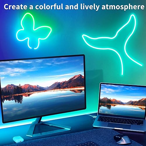 Miniatura 4 de vimeepro Tira de luces LED de neón de 100 pies, sincronización de música, IP65, impermeable, flexible, 40 teclas, control remotoaplicación, luces de