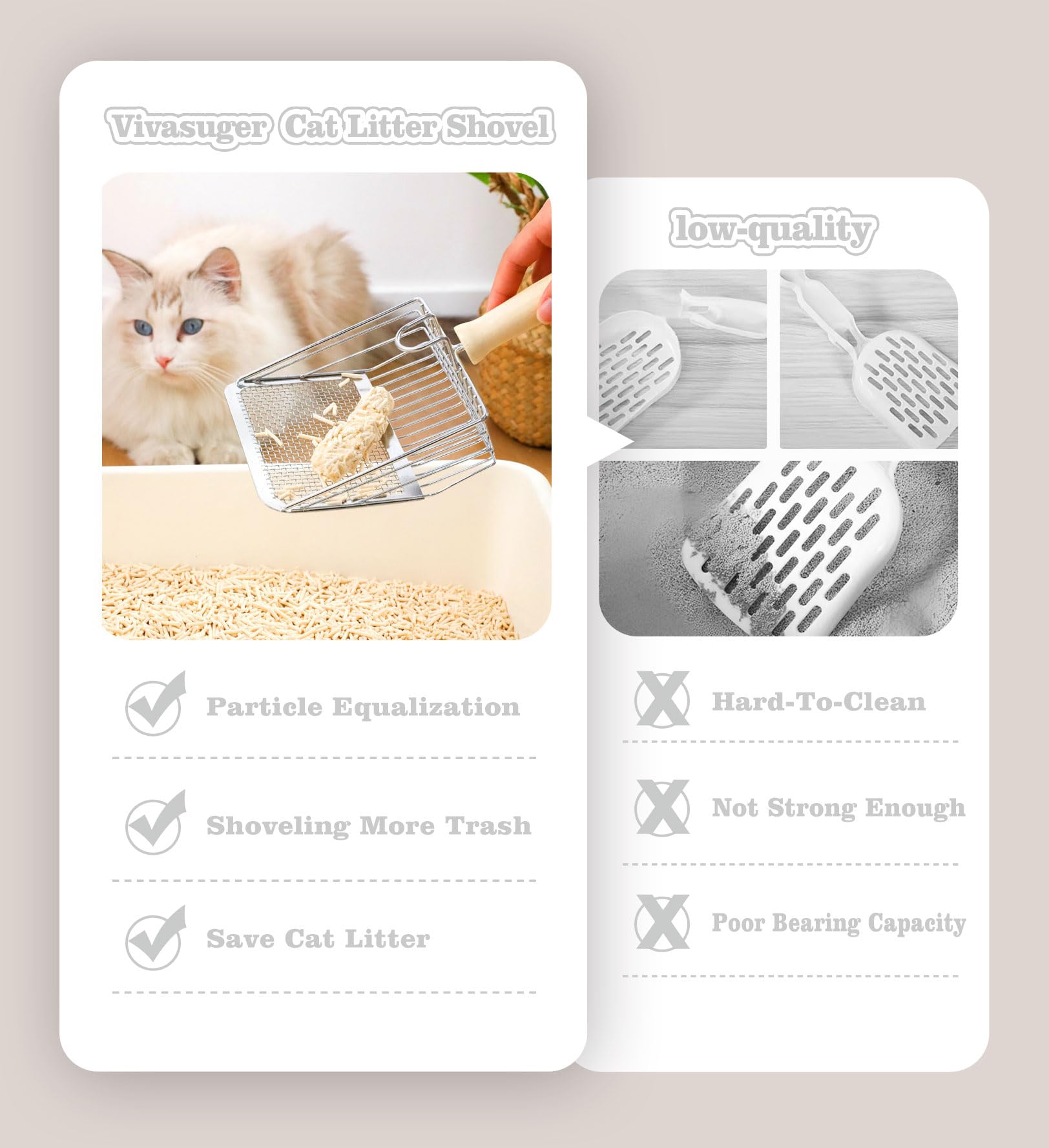 Cuchara de arena para gatos, pala de arena para gatos, de aleación de aluminio, recolector de arena para gatos, duradero y fácil de limpiar, diseño ergonómico, adecuado para caja de arena